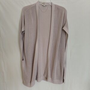 Loft Framed Knitted Seeds Shawl Cover Up Size XS/S Mauve Open Front Coastal Mesh
